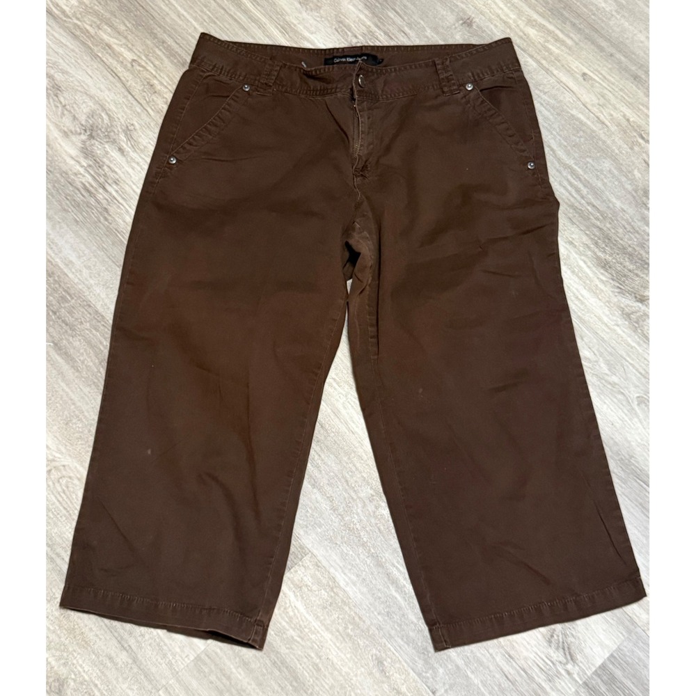 Calvin Klein Jeans Brown Cropped Wide Leg Pants Womens Size 12 Chocolate Capris